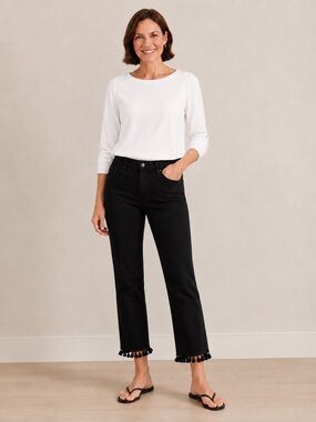 Talbots jeans cropped black high rise straight womens size 6 petite